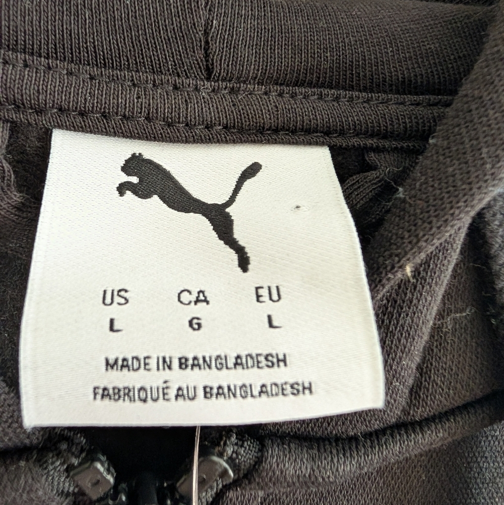 NWT Puma Black Zip Hoodie with White Logo - Picture 3 of 6